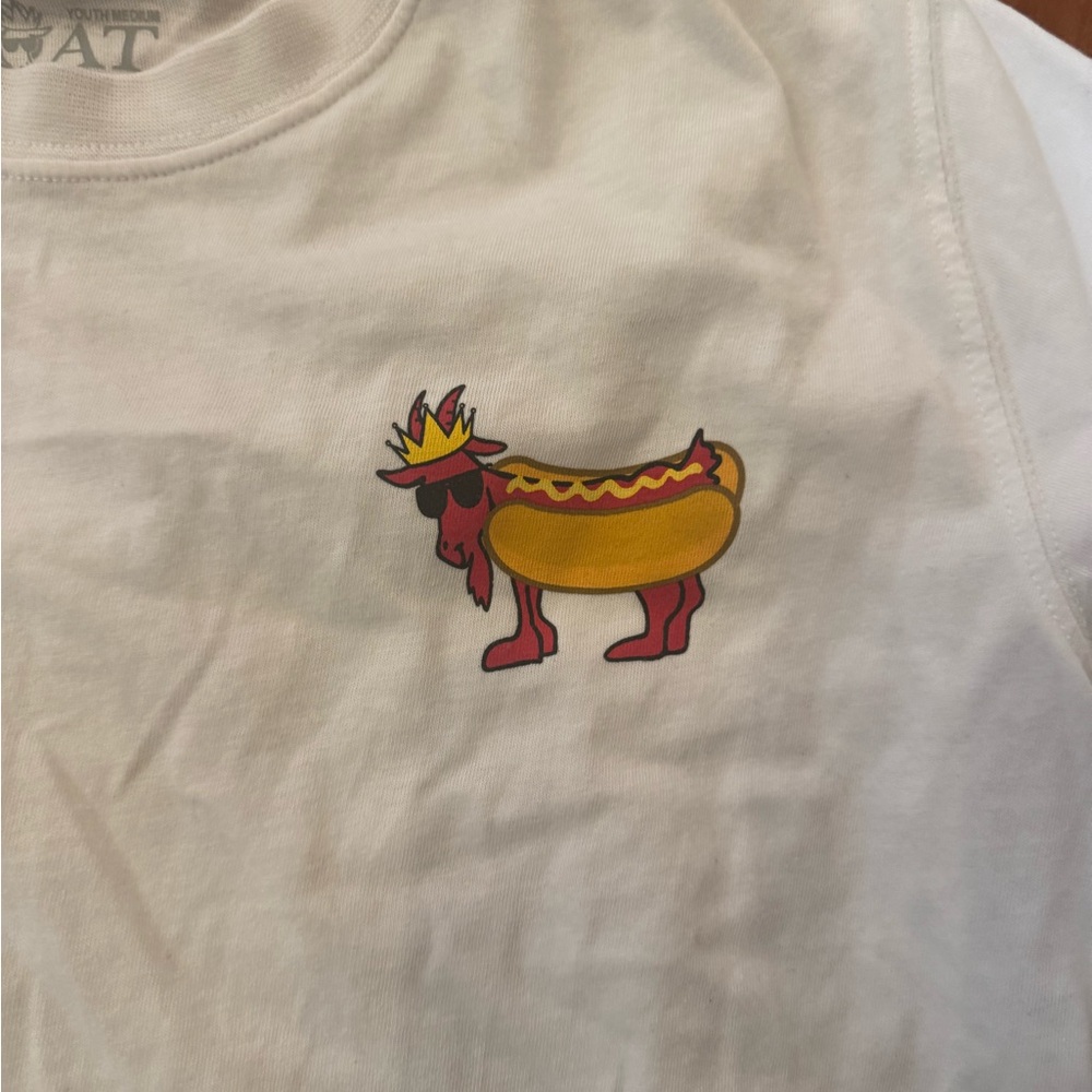 Kids White Tee with Fun Hotdog Design